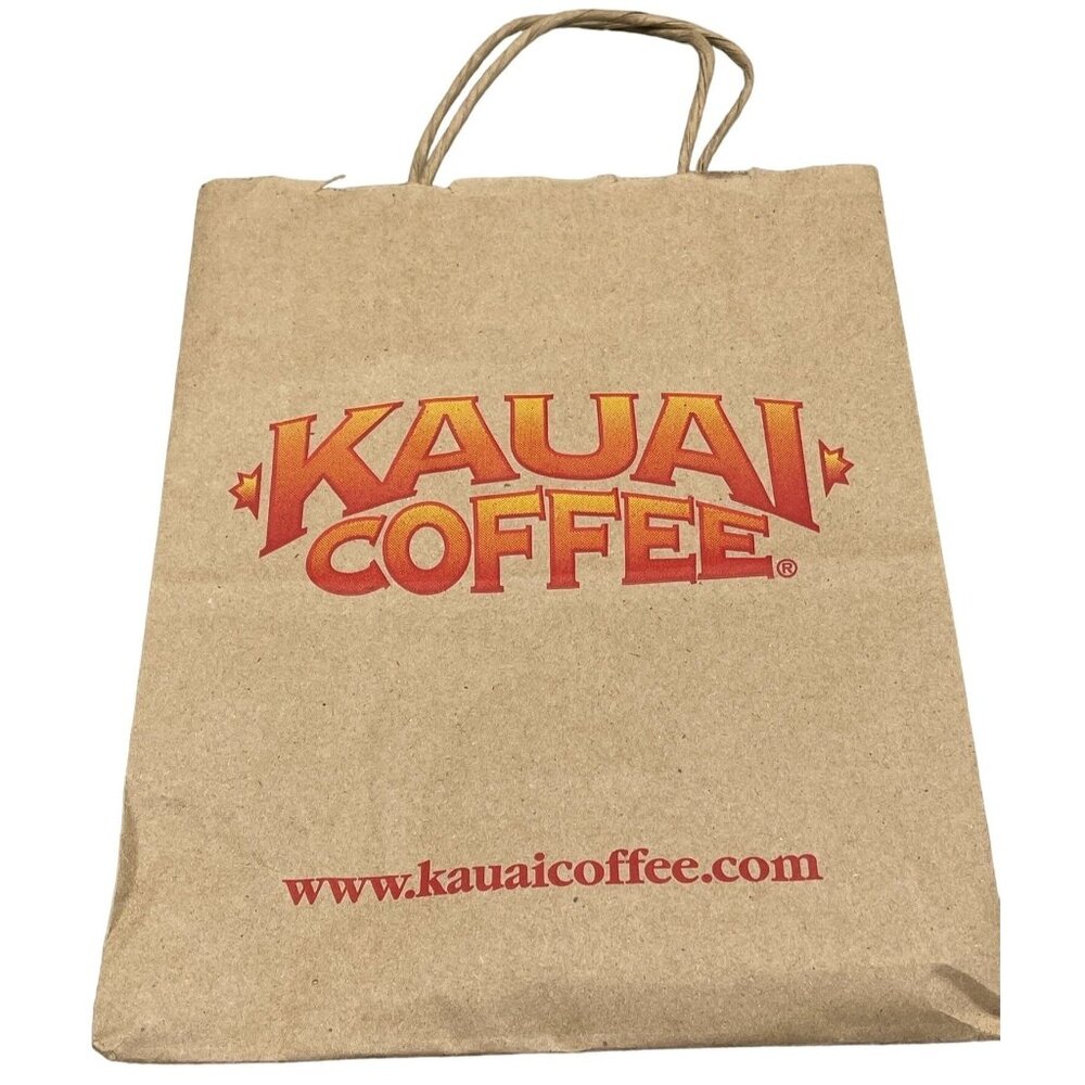 kauai coffee paper gift bag brown handle 10x8x5" READ